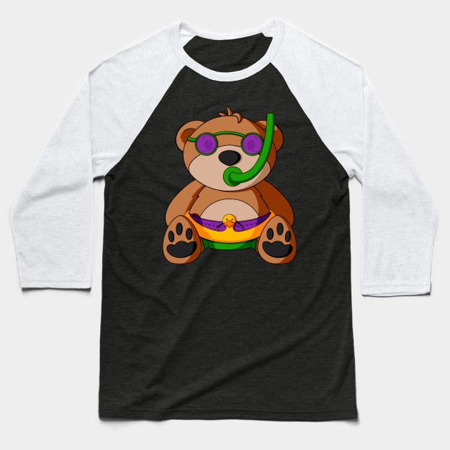 Poolside Teddy Bear Baseball T-Shirt by Alisha Ober Designs